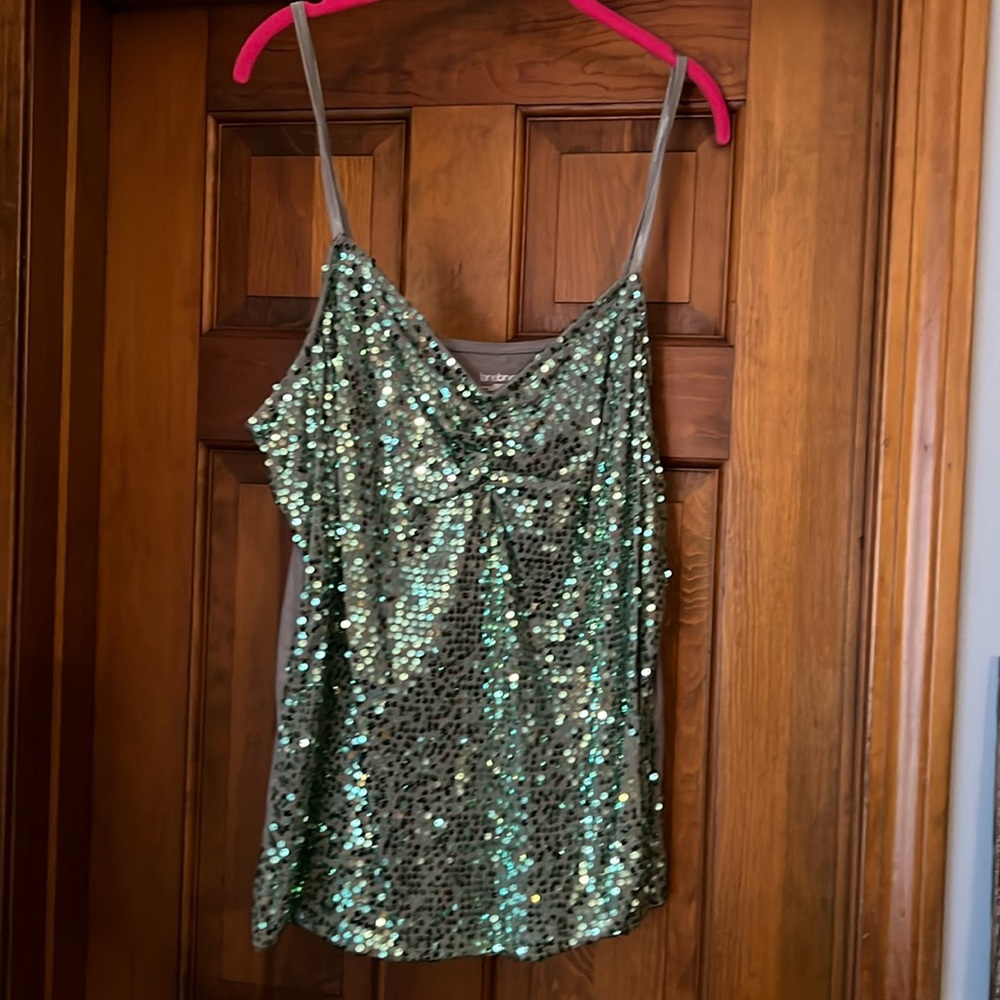 Green sequin tank